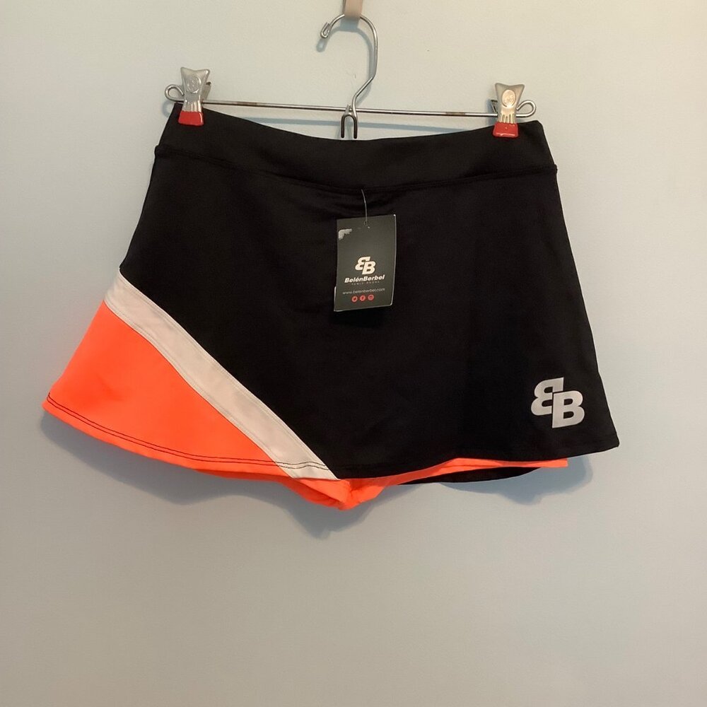 NWT Belen Berbel Women’s Tennis Pickleball Skort  Large Orange Black Activewear